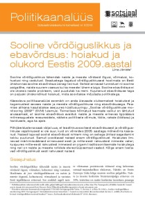 Sooline vordoiguslikkus ja ebavordsus hoiakud ja olukord Eestis 2009
